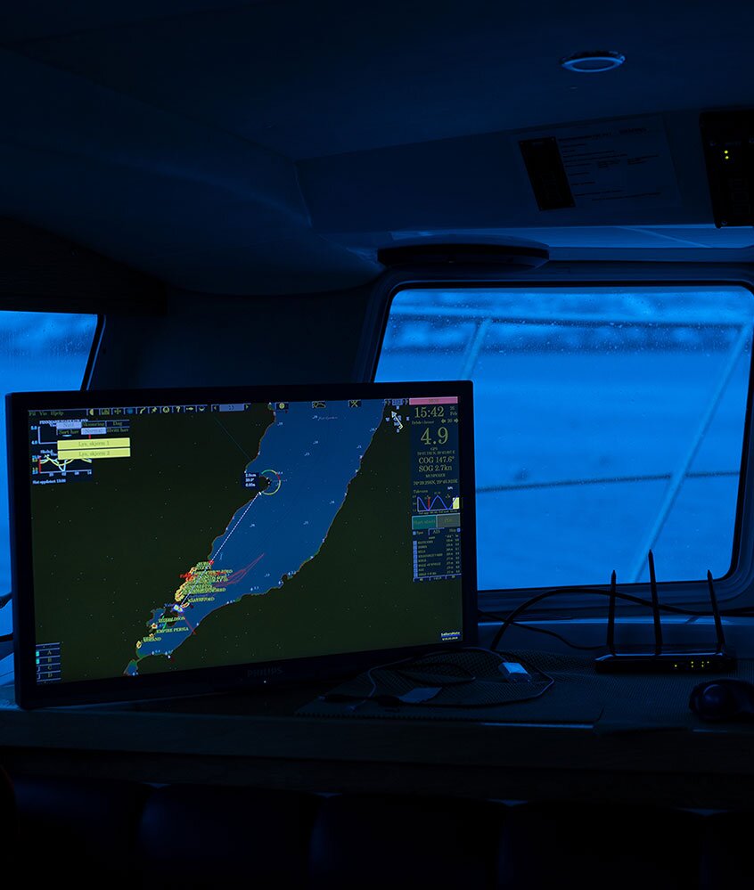 駕駛室內的 GPS 顯示